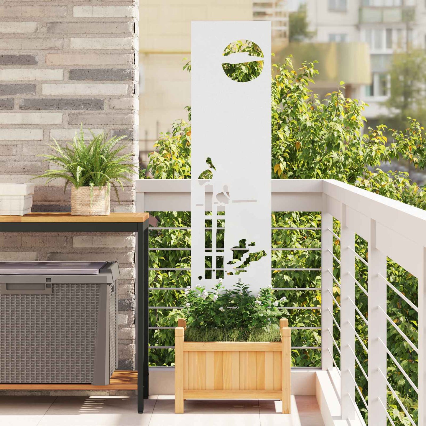 Schermo per privacy in giardino Traforo Bianco 32 x 140 cm | homemem39