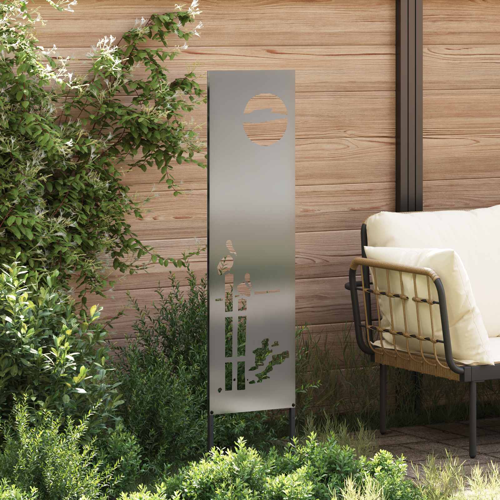 Schermo per privacy in giardino Traforo Argento 32 x 140 cm | homemem39