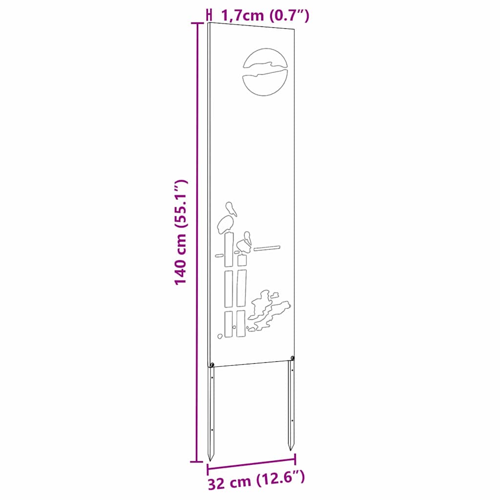 Schermo per privacy in giardino Traforo Ruggine 32 x 140 cm