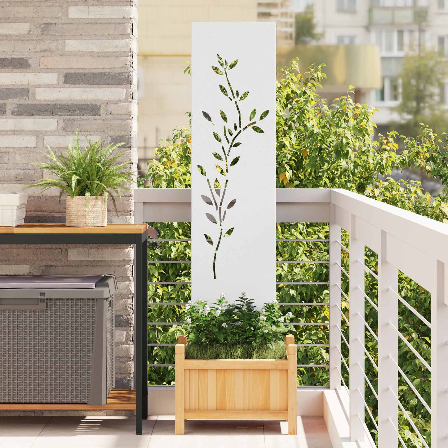 Schermo per privacy in giardino Floreale Bianco 32 x 140 cm