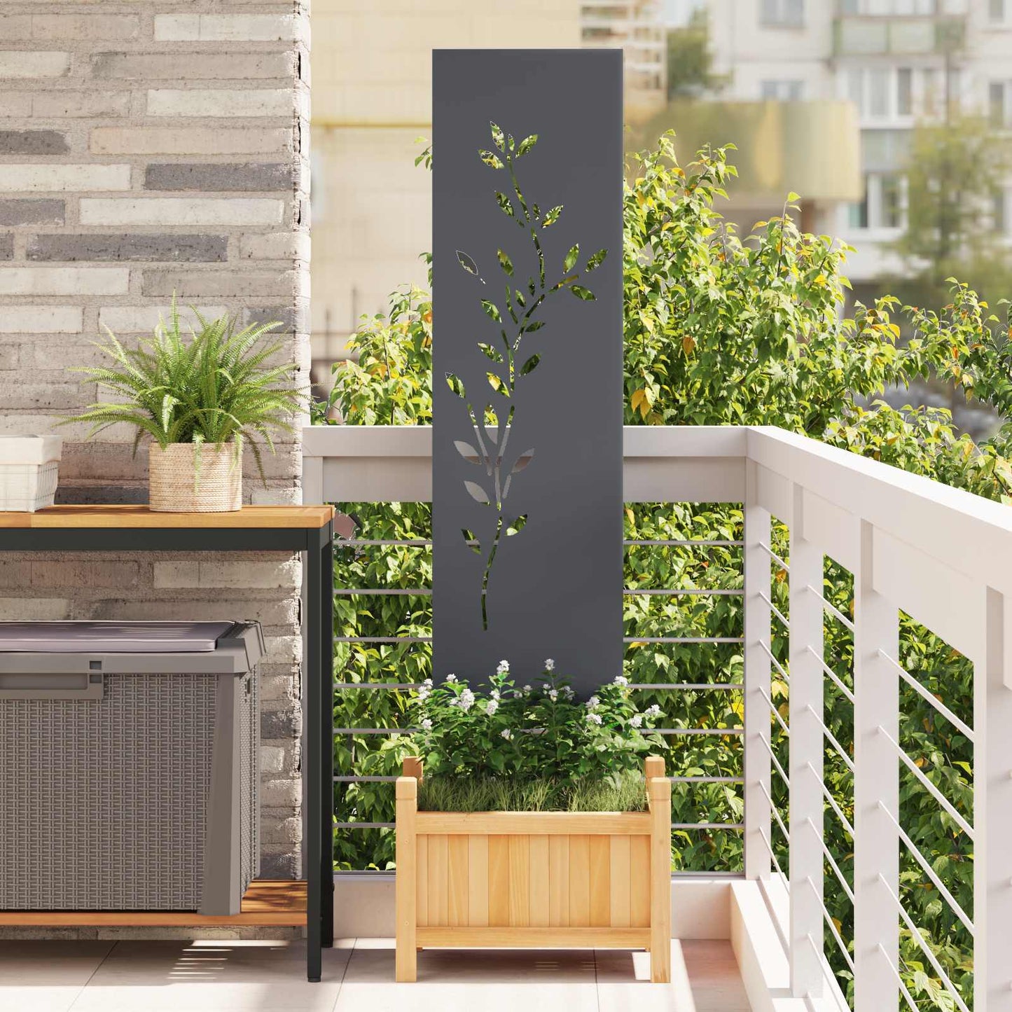 Schermo per privacy in giardino Floreale Antracite 32 x 140 cm | homemem39