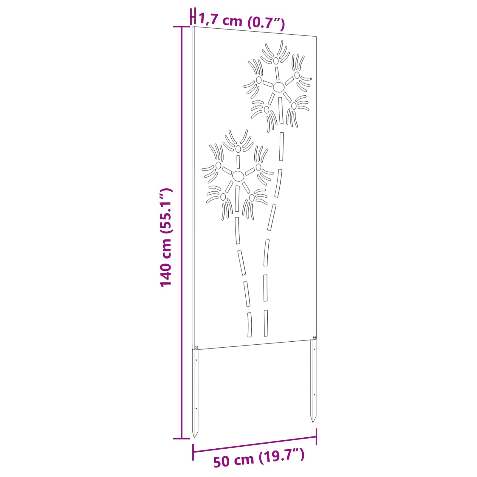Schermo per privacy in giardino Traforo Antracite 50 x 140 cm | homemem39