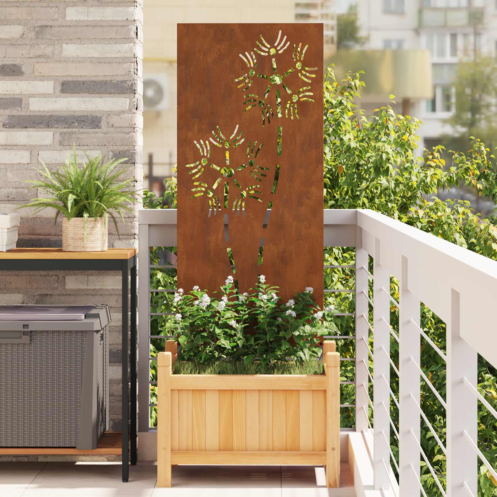 Schermo per privacy in giardino Traforo Ruggine 50 x 140 cm | homemem39