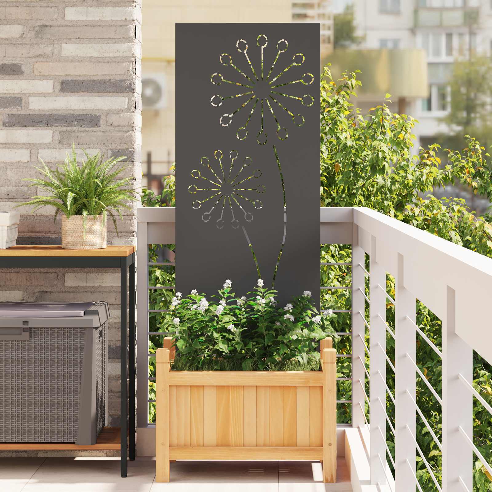 Schermo per privacy in giardino Traforo Nero 50 x 140 cm | homemem39