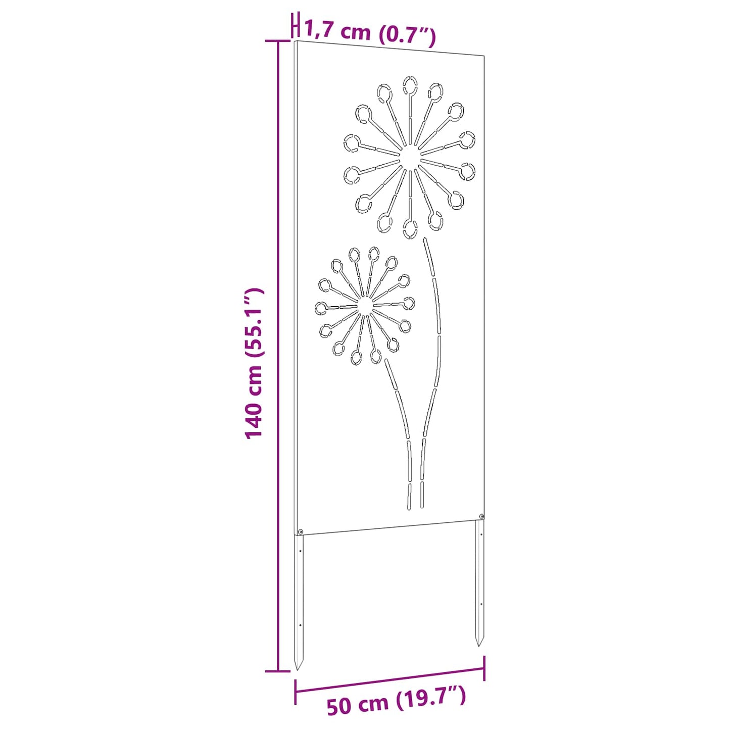 Schermo per privacy in giardino Traforo Nero 50 x 140 cm | homemem39