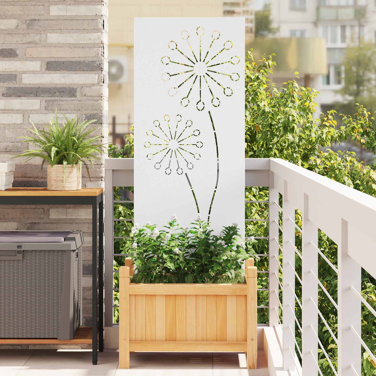 Schermo per privacy in giardino Traforo Bianco 50 x 140 cm | homemem39