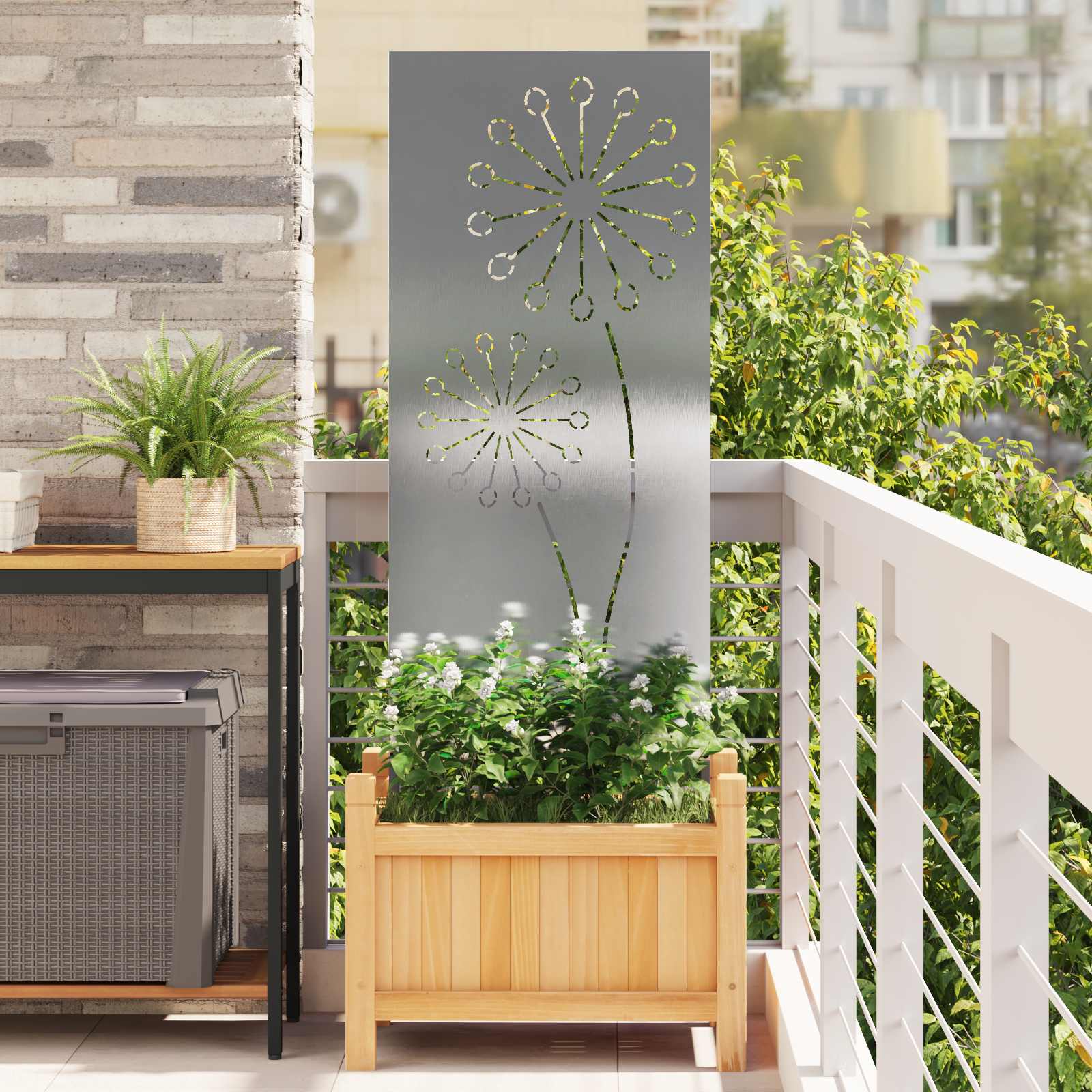 Schermo per privacy in giardino Traforo Argento 50 x 140 cm | homemem39