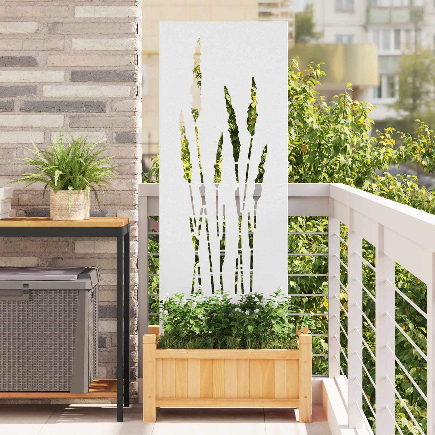 Schermo per privacy in giardino Floreale Bianco 50 x 140 cm
