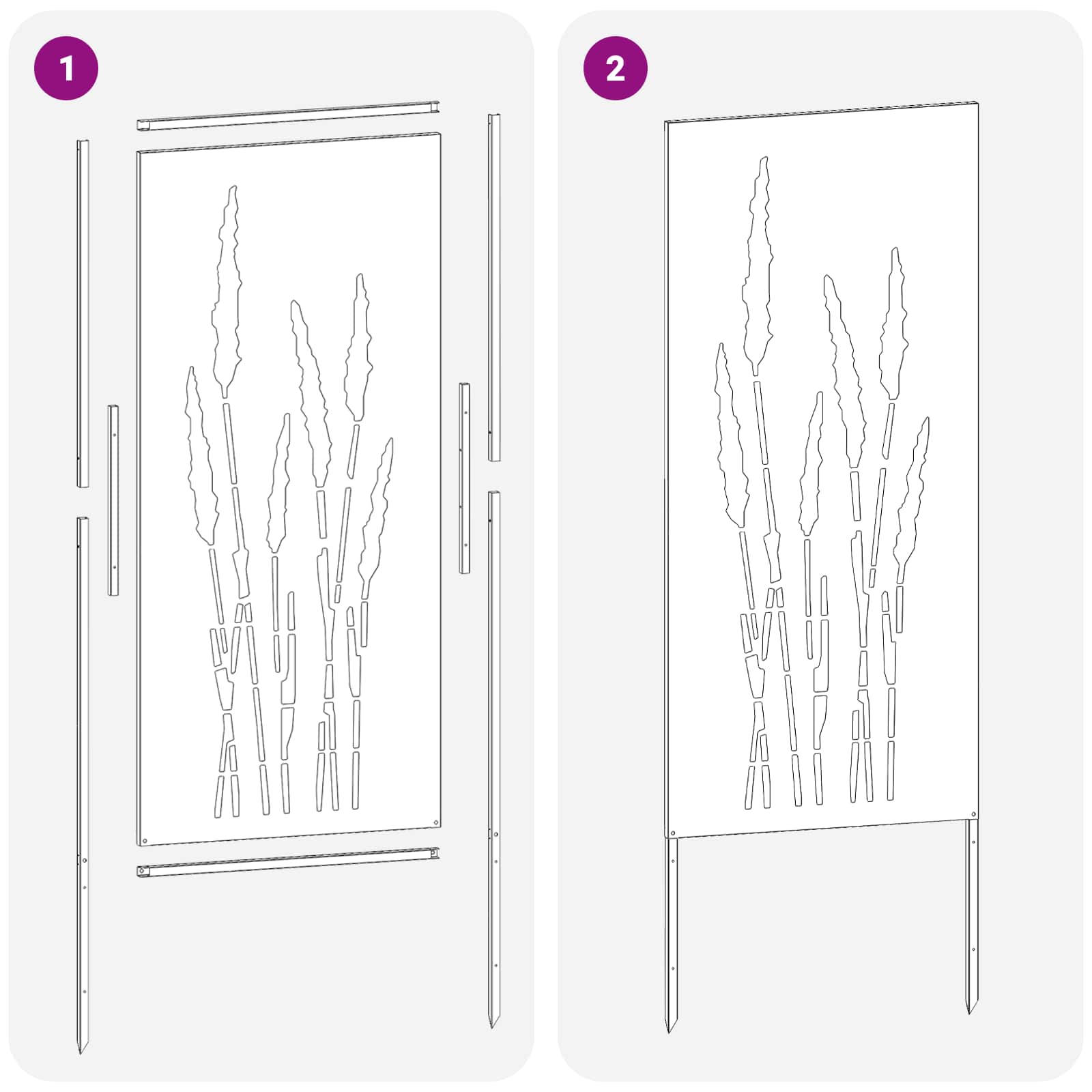 Schermo per privacy in giardino Floreale Argento 50 x 140 cm | homemem39