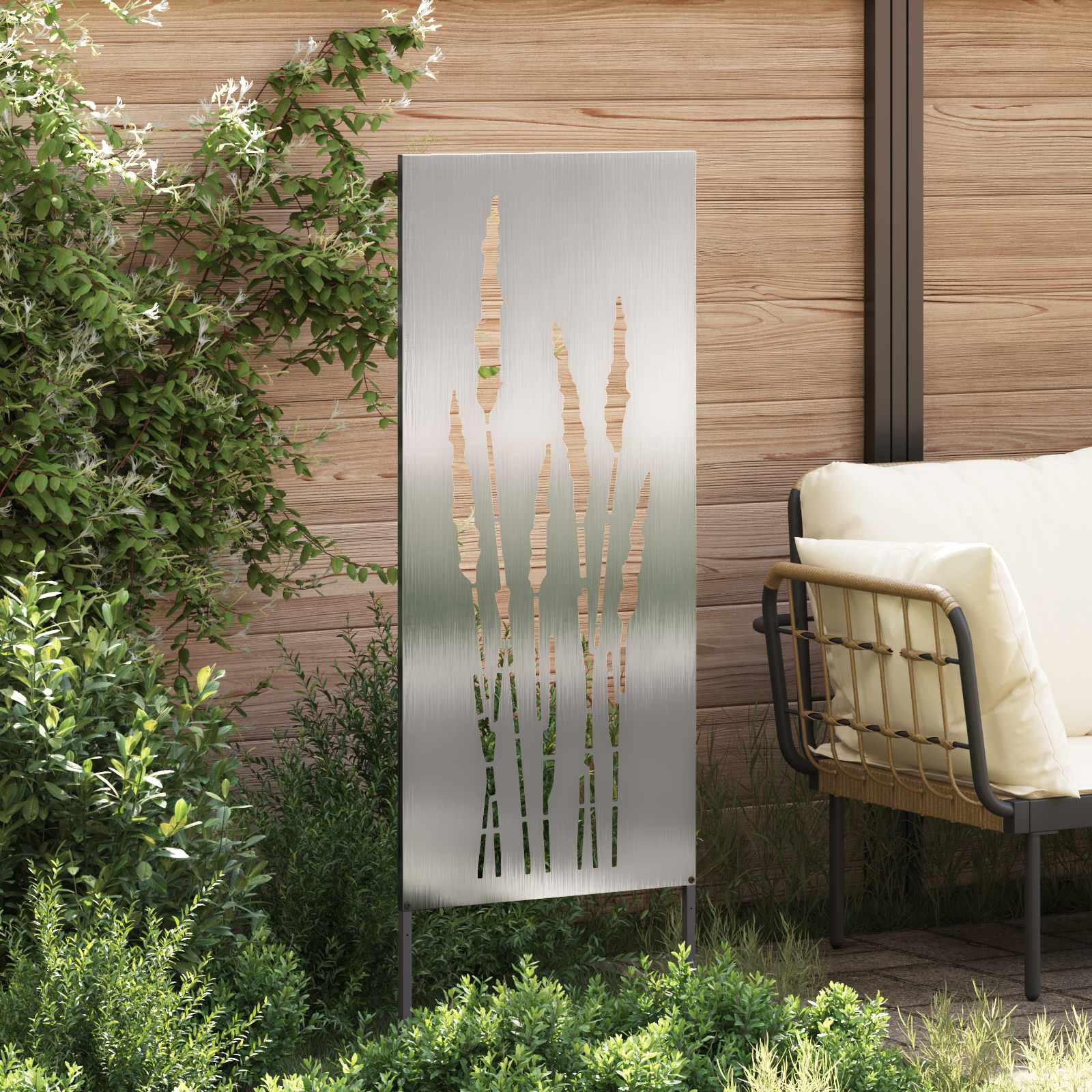 Schermo per privacy in giardino Floreale Argento 50 x 140 cm | homemem39