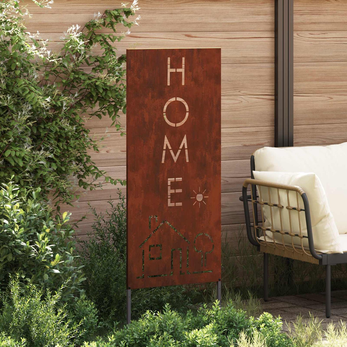 Schermo per privacy in giardino Traforo Ruggine 50 x 140 cm