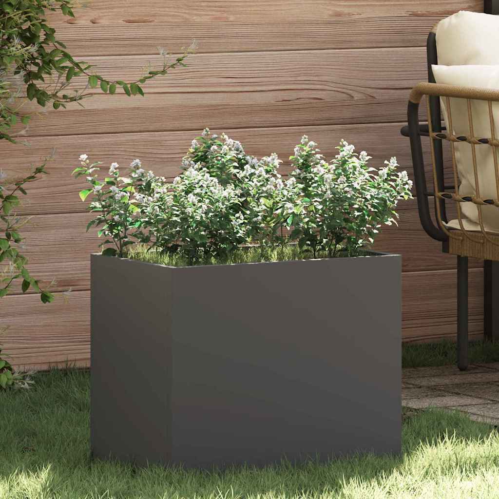 Vaso da giardino Nero 50 x 32 x 40 cm Acciaio laminato a freddo