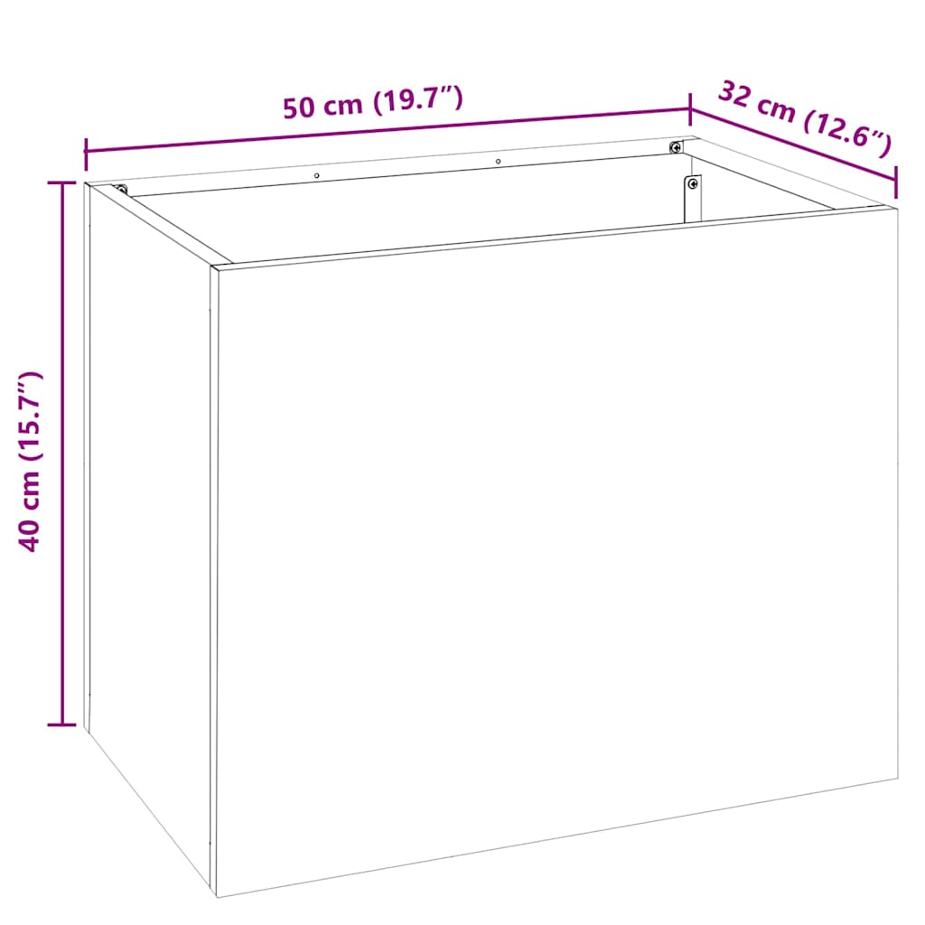 Vaso da giardino Nero 50 x 32 x 40 cm Acciaio laminato a freddo | homemem39
