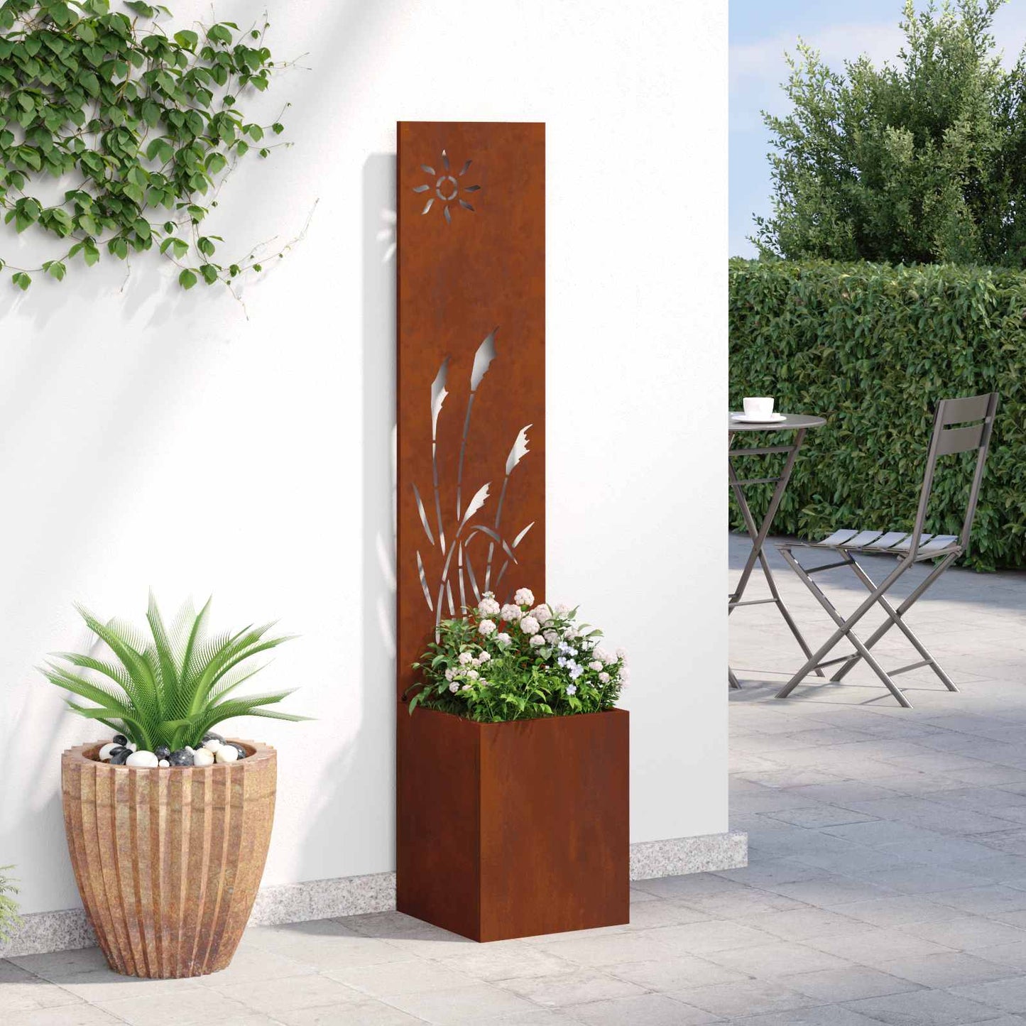 Schermo per privacy in giardino Traforo Ruggine 32 x 140 cm