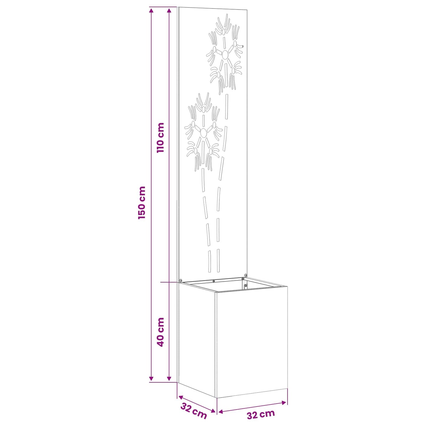 Schermo per privacy in giardino Floreale Argento 32 x 150 cm