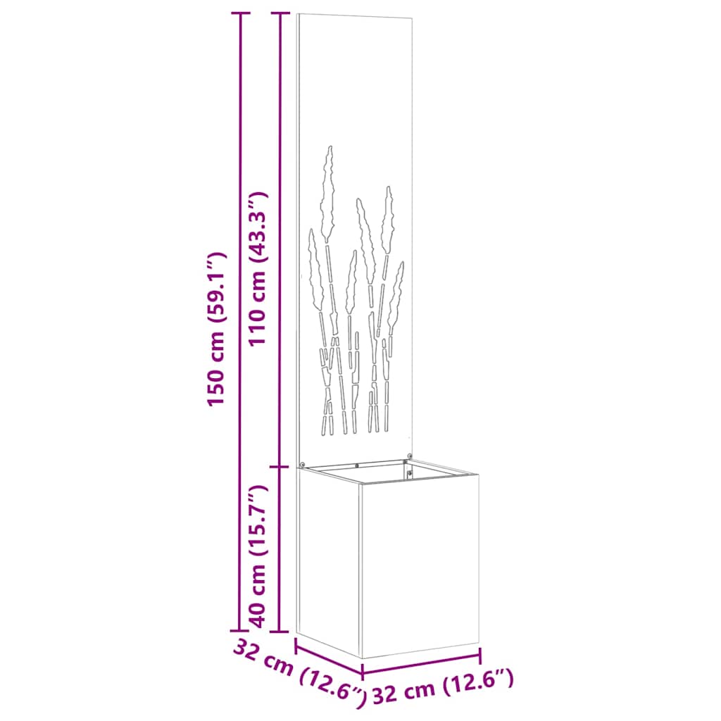 Schermo per privacy in giardino Traforo Ruggine 32 x 140 cm