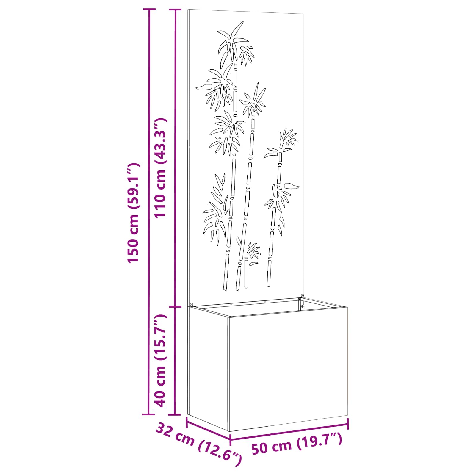 Schermo per privacy in giardino Floreale Argento 50 x 150 cm | homemem39