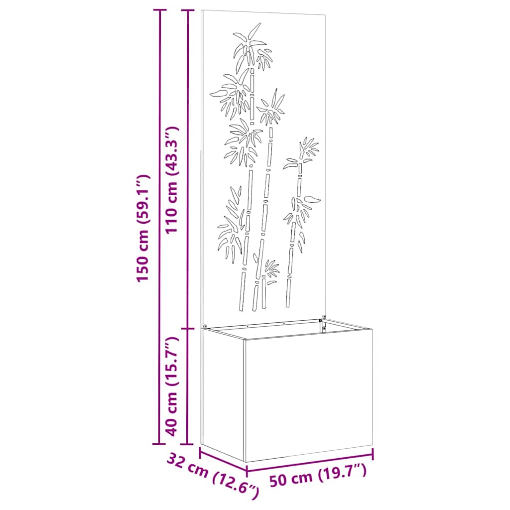 Schermo per privacy in giardino Floreale Argento 50 x 150 cm