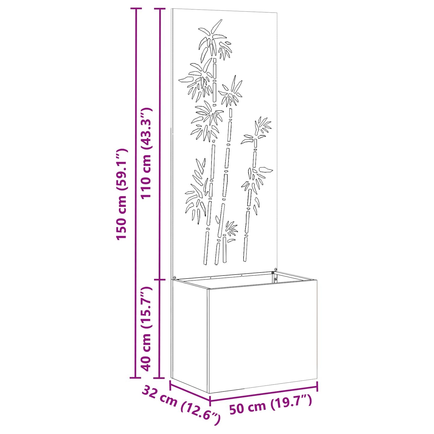 Schermo per privacy in giardino Floreale Argento 50 x 150 cm