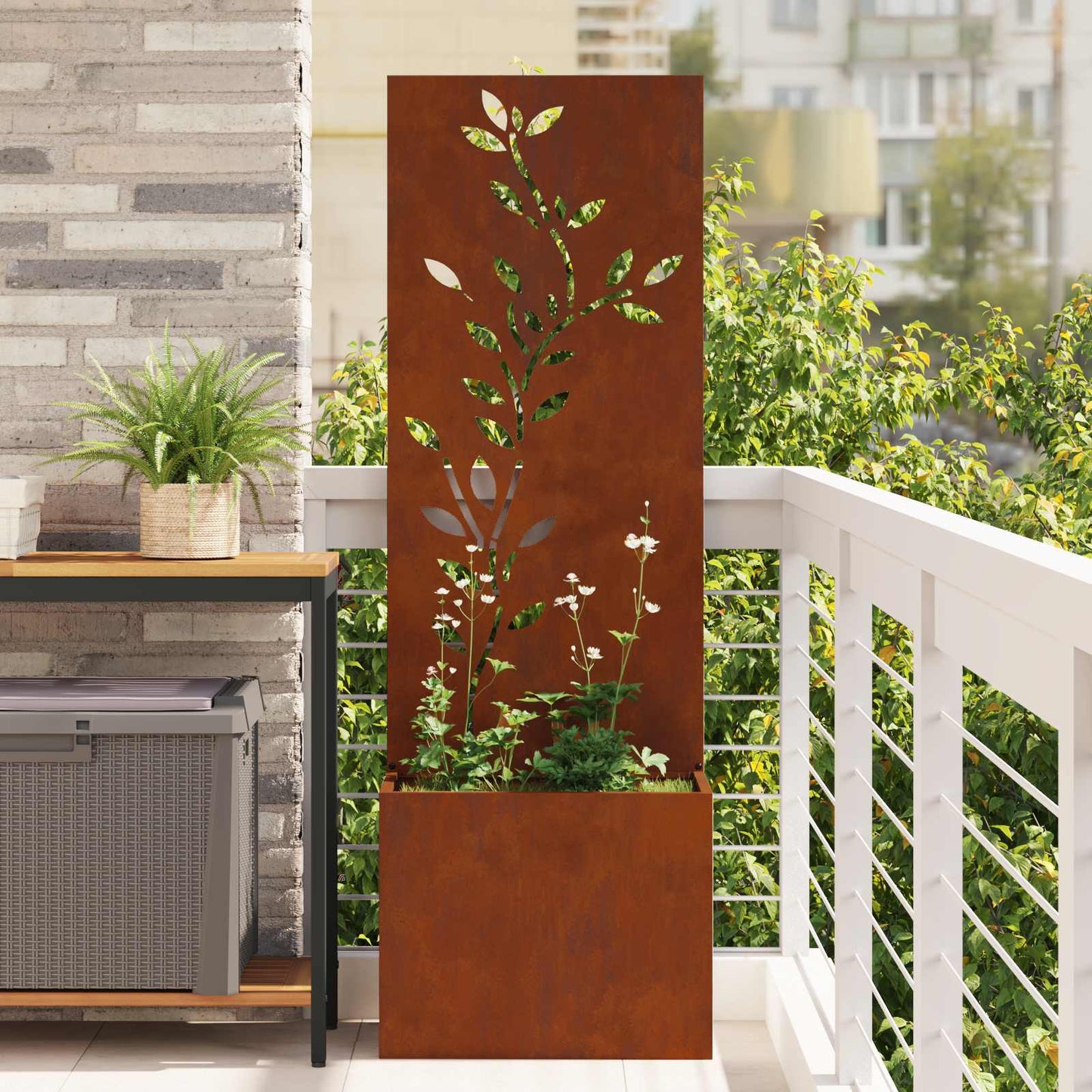 Schermo per privacy in giardino Floreale Ruggine 50 x 140 cm | homemem39