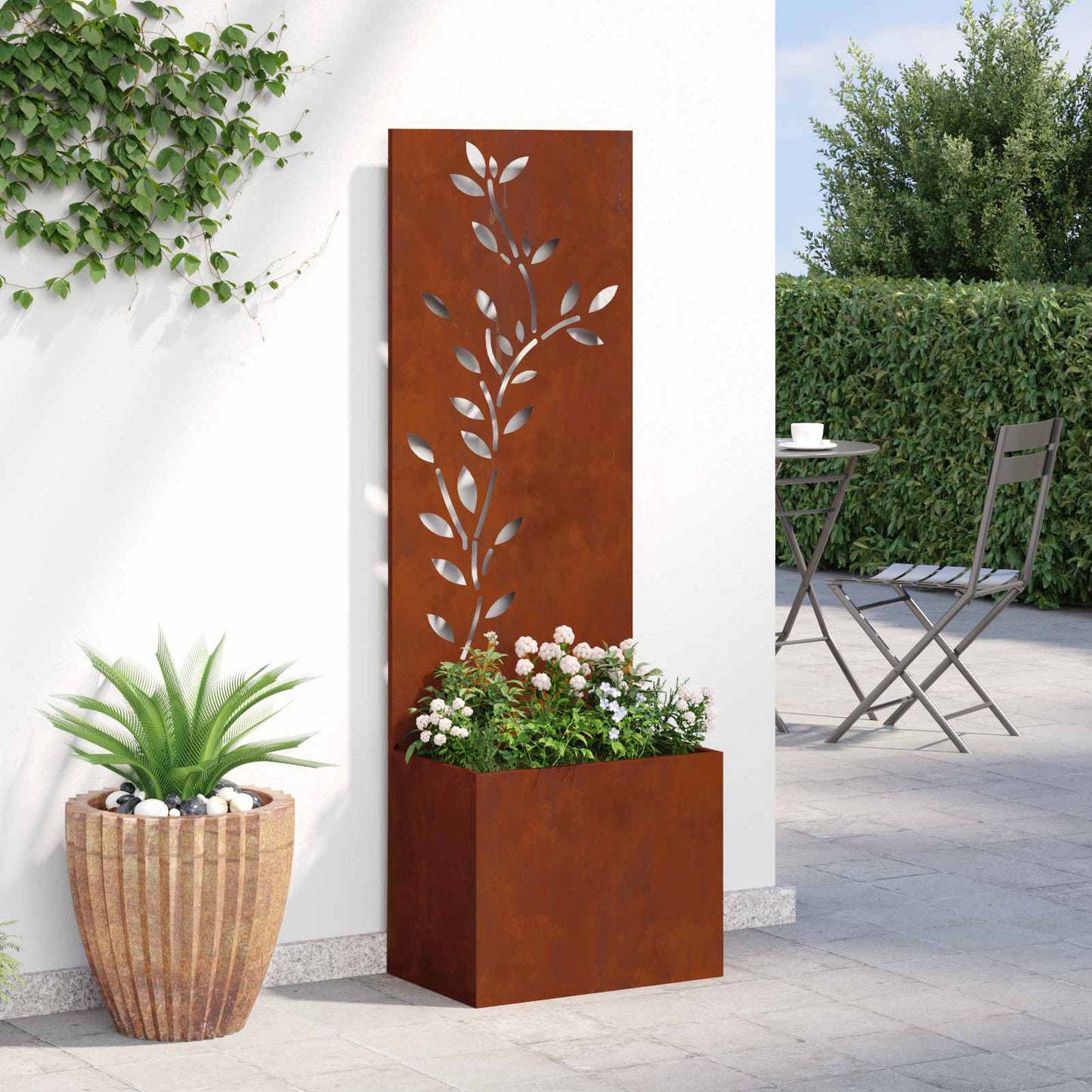 Schermo per privacy in giardino Floreale Ruggine 50 x 140 cm | homemem39