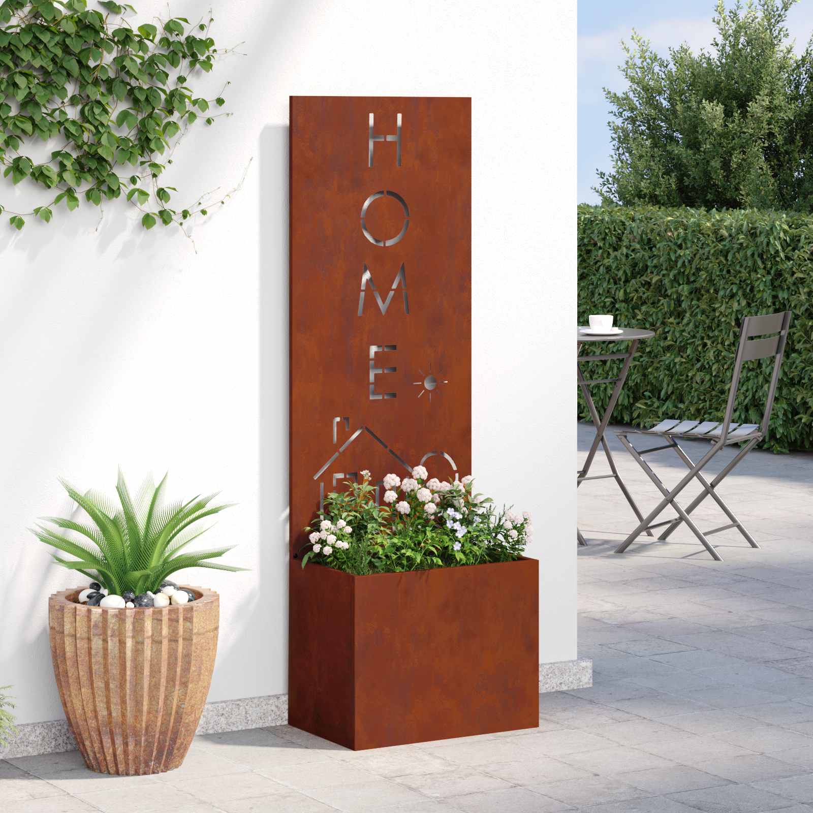 Schermo per privacy in giardino Traforo Ruggine 50 x 150 cm | homemem39