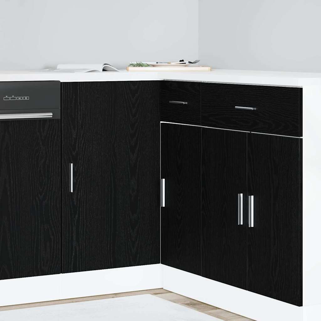 Mobile Base d'Angolo per Cucina Rovere nero 86 x 46 x 81,5 cm | homemem39