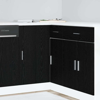 Mobile Base d'Angolo per Cucina Rovere nero 86 x 46 x 81,5 cm