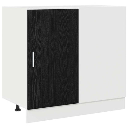 Mobile Base d'Angolo per Cucina Rovere nero 86 x 46 x 81,5 cm