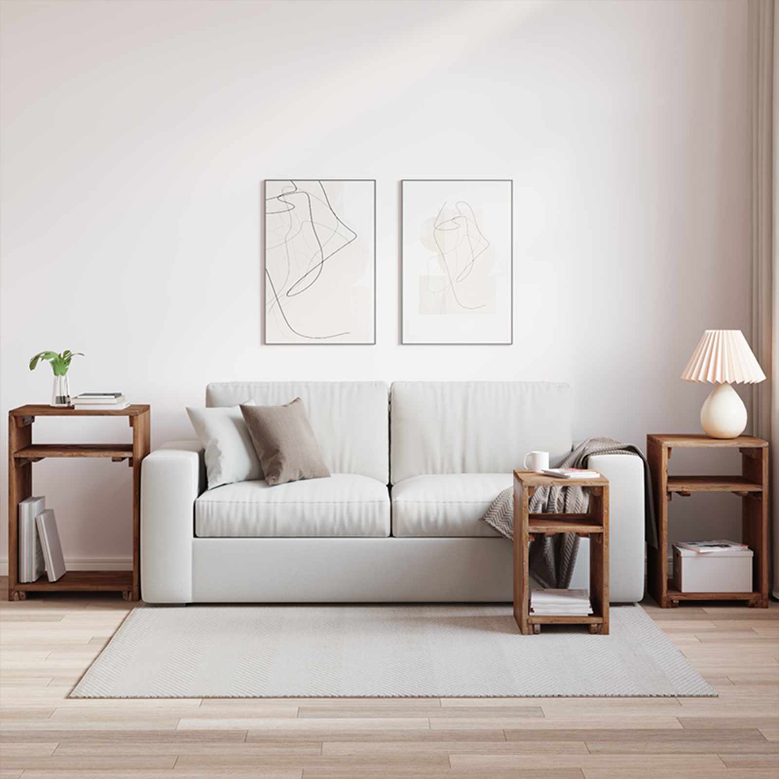 Tavolo Accent 3 pcs Marrone Legno di Mogano Massello | homemem39