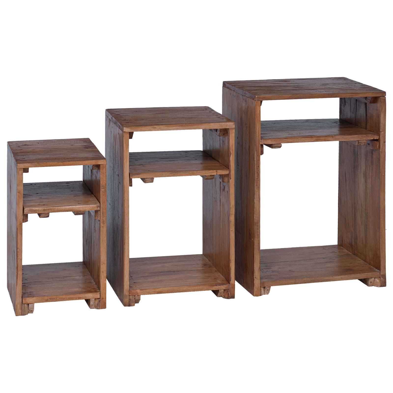 Tavolo Accent 3 pcs Marrone Legno di Mogano Massello | homemem39