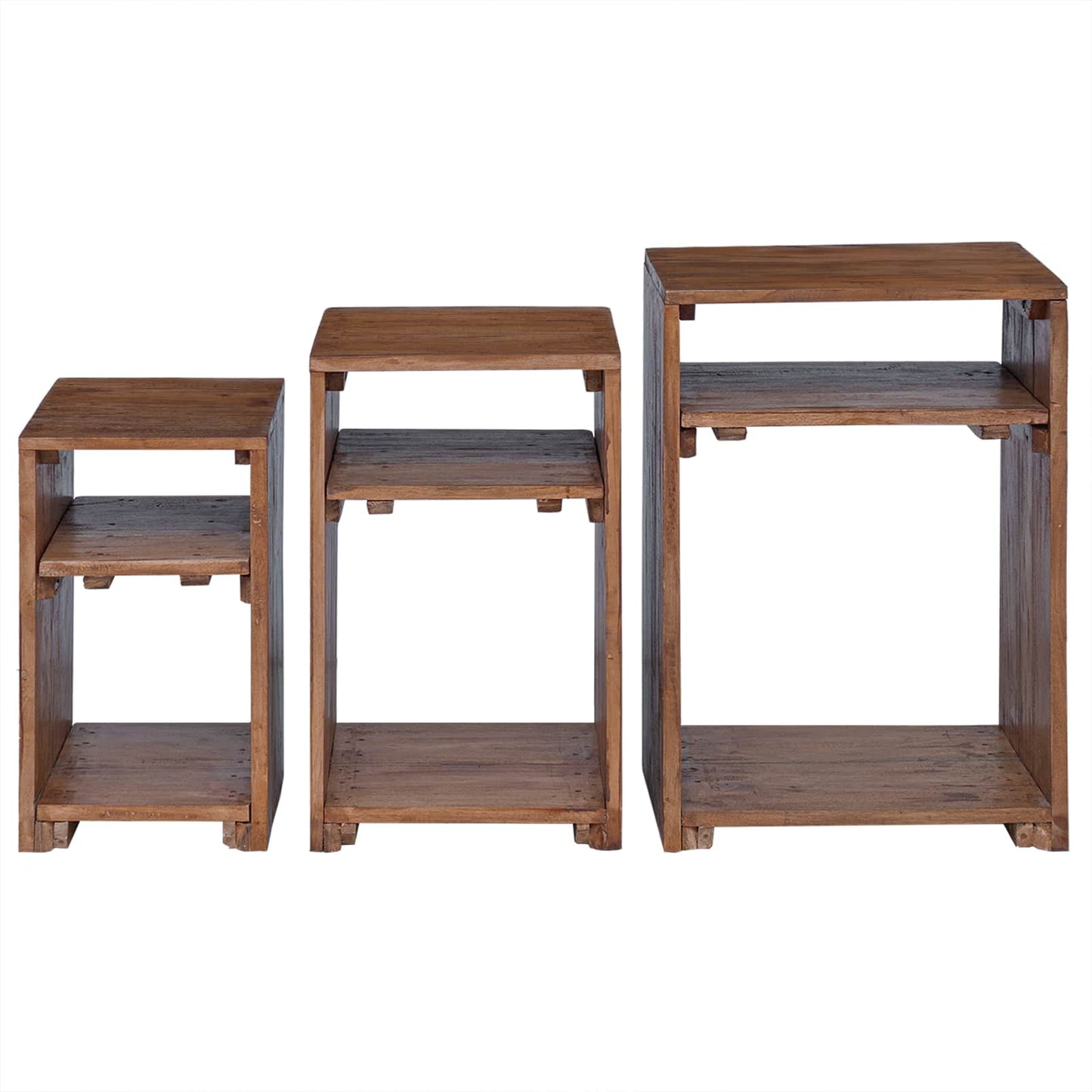Tavolo Accent 3 pcs Marrone Legno di Mogano Massello