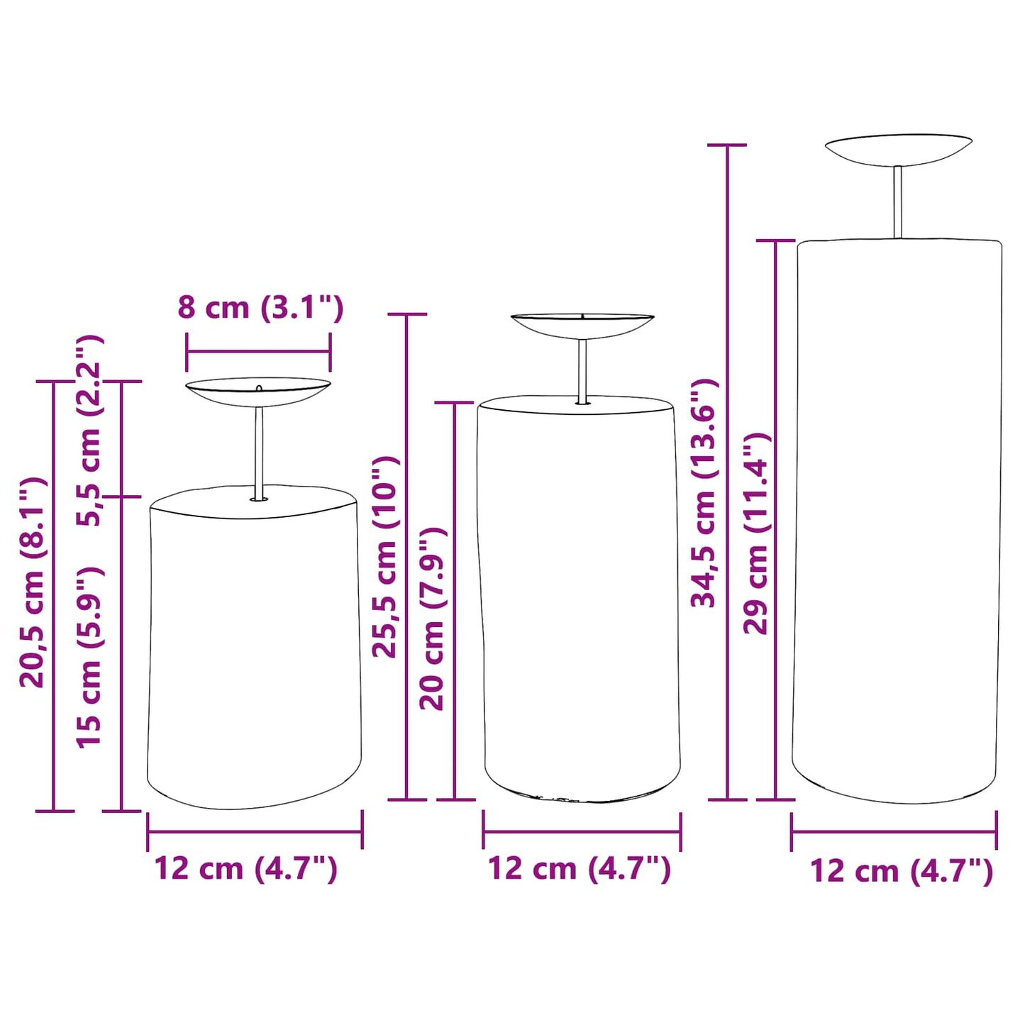 Candelabro 3 pcs Naturale Legno massello di teak