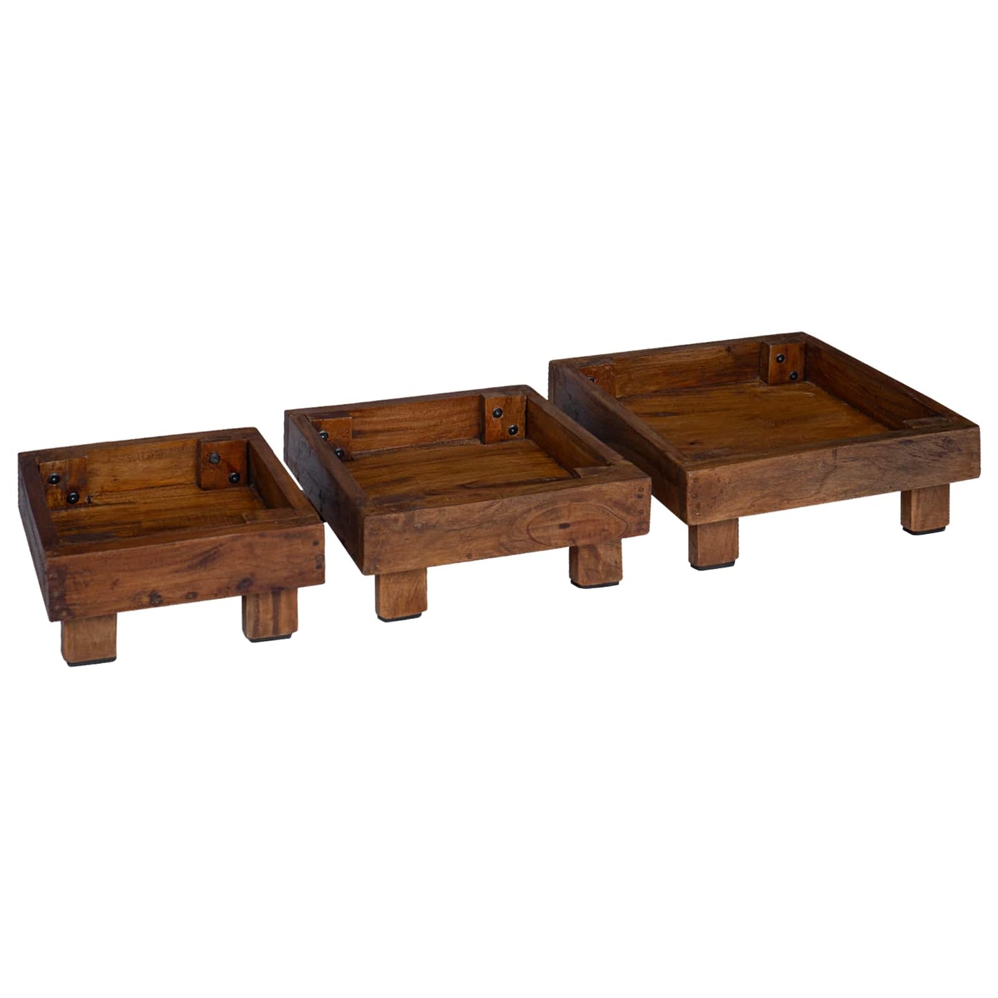 Supporto per piante 3 pcs Marrone Legno di Mogano