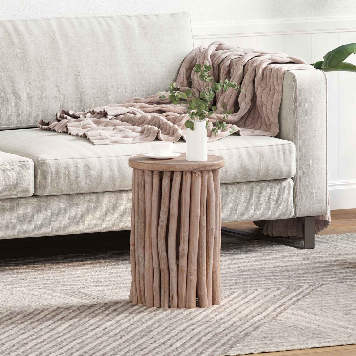 Pouf Naturale 30 x 30 x 45 cm Legno di teak solido