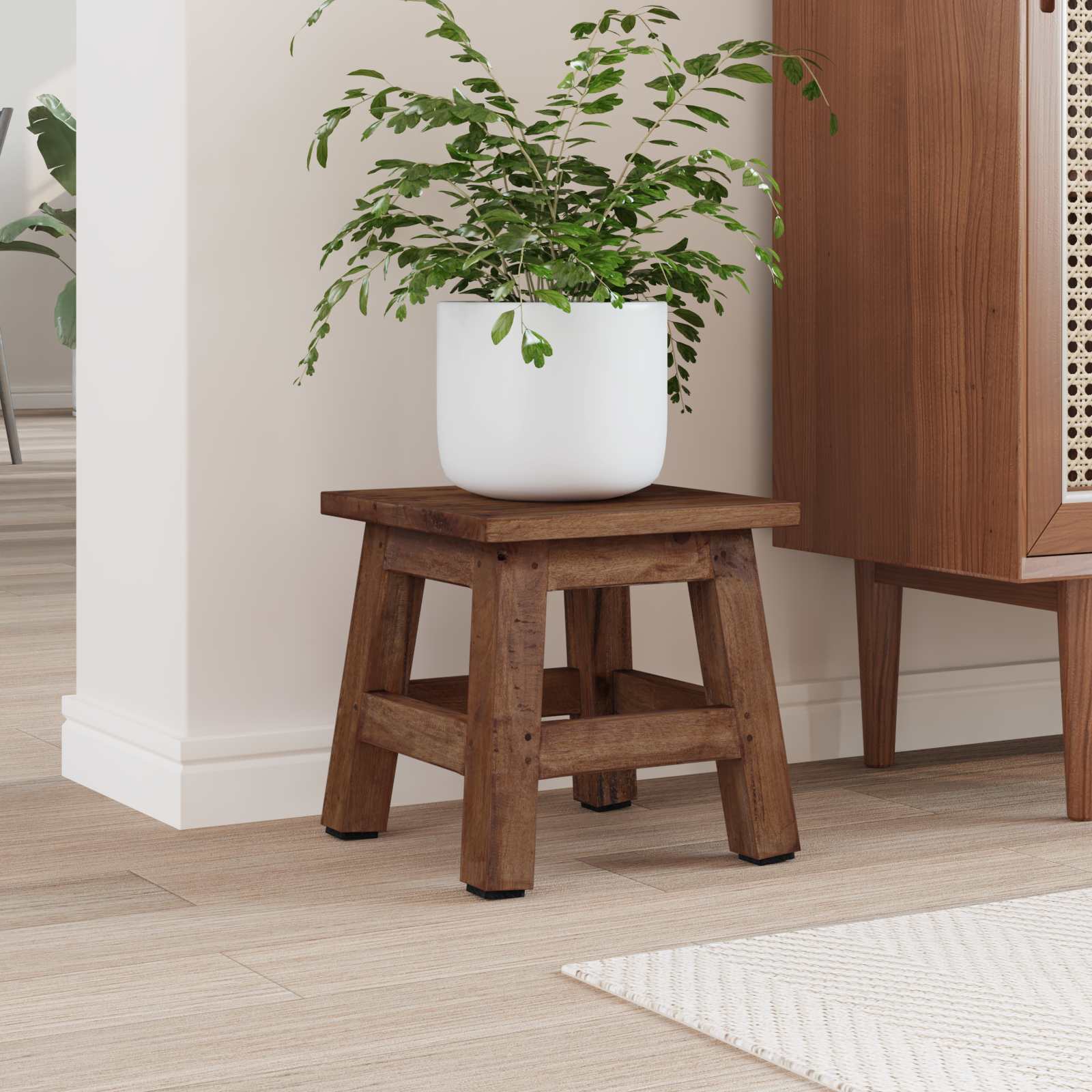 Pouf Naturale 26 x 26 x 26 cm Legno di Mogano | homemem39