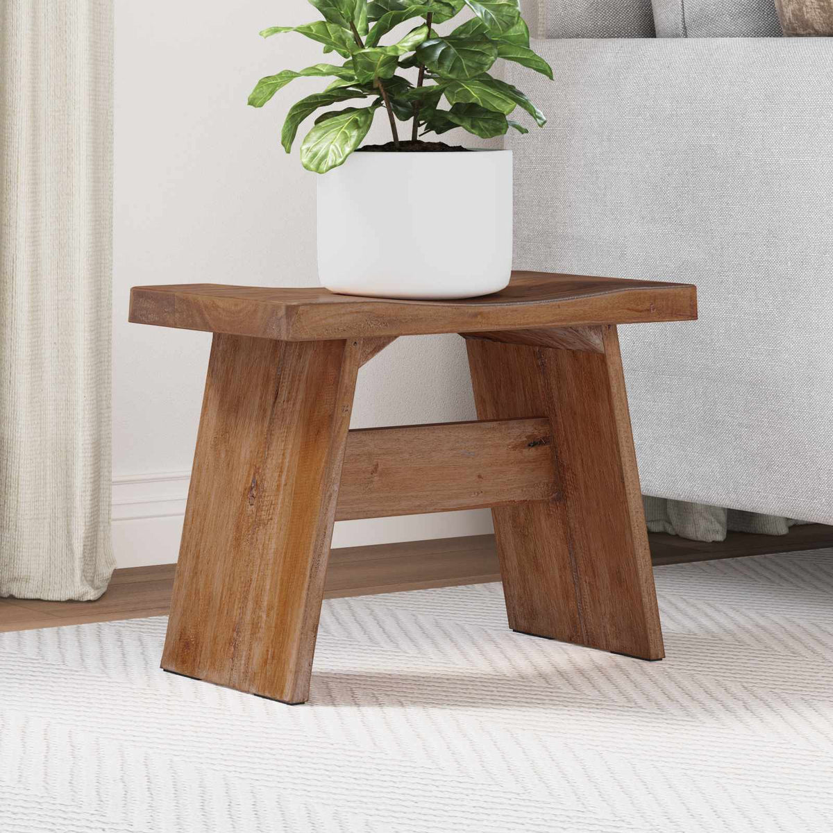 Pouf Naturale 40 x 25 x 31 cm Legno di Mogano | homemem39