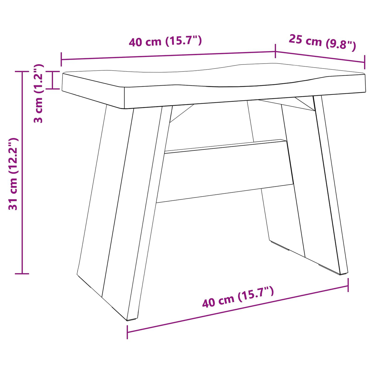 Pouf Naturale 40 x 25 x 31 cm Legno di Mogano | homemem39