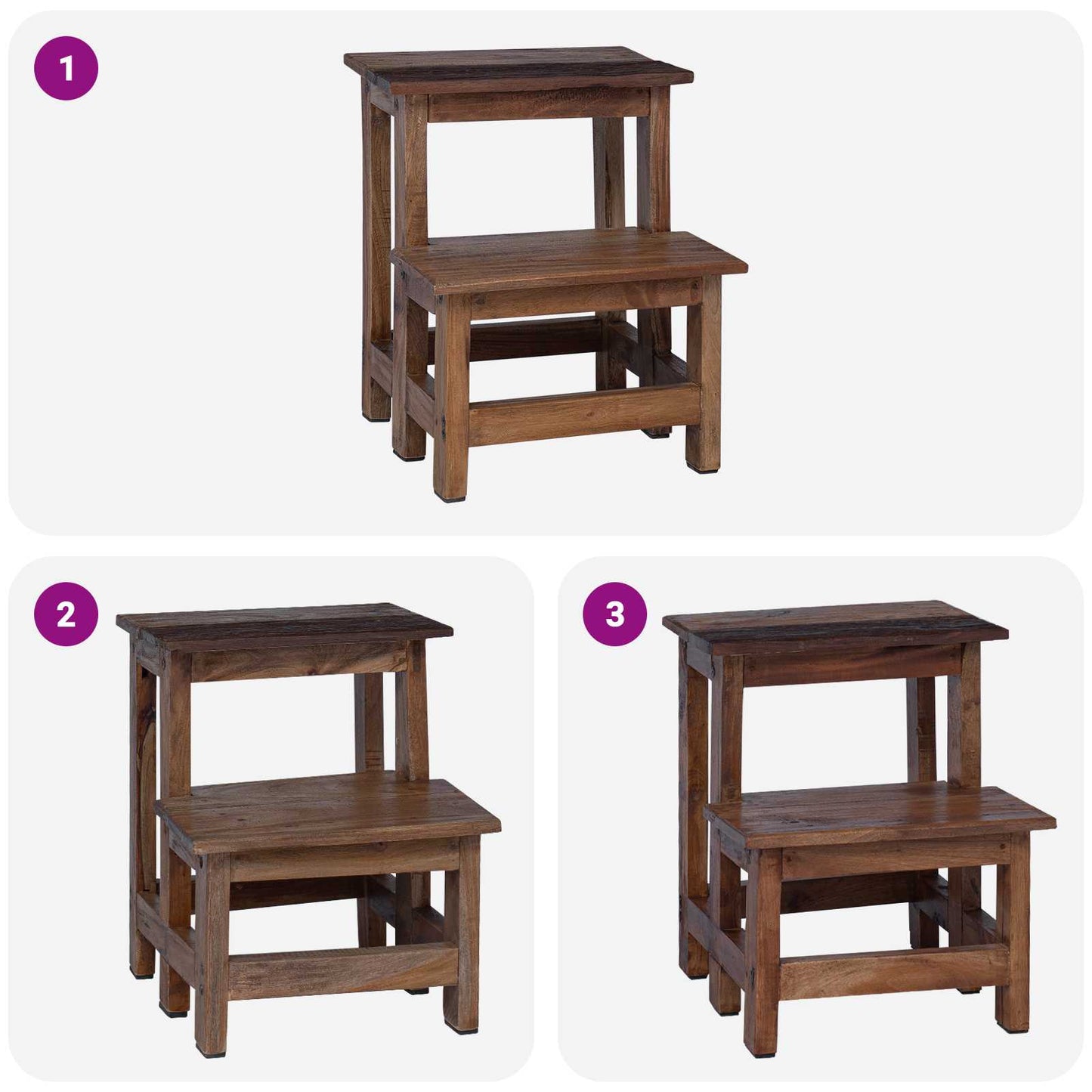 Pouf Naturale 37 x 37 x 46 cm Legno di Mogano