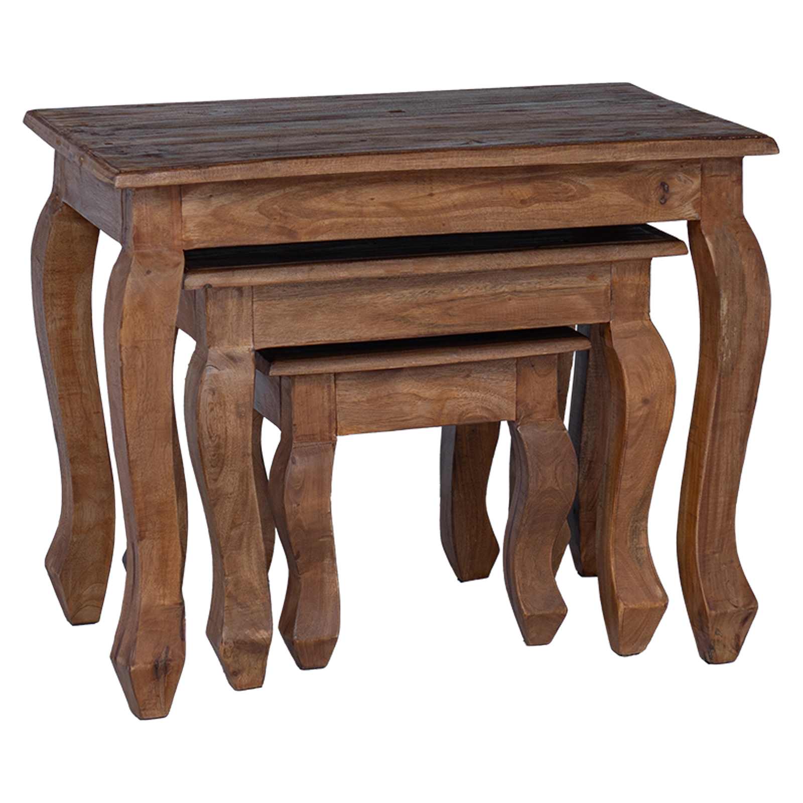 Tavolo Nesting 3 pcs Marrone Legno massello di mogano | homemem39