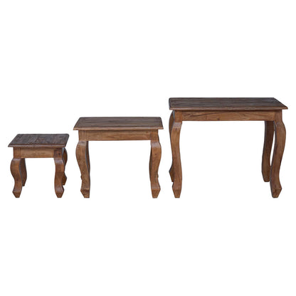 Tavolo Nesting 3 pcs Marrone Legno massello di mogano | homemem39