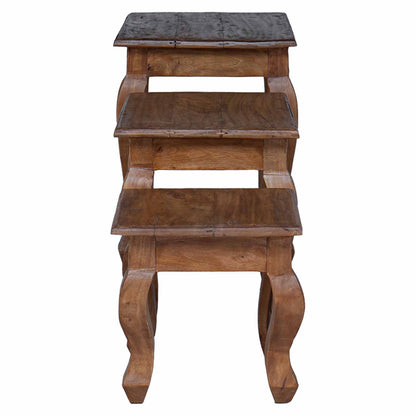 Tavolo Nesting 3 pcs Marrone Legno massello di mogano | homemem39