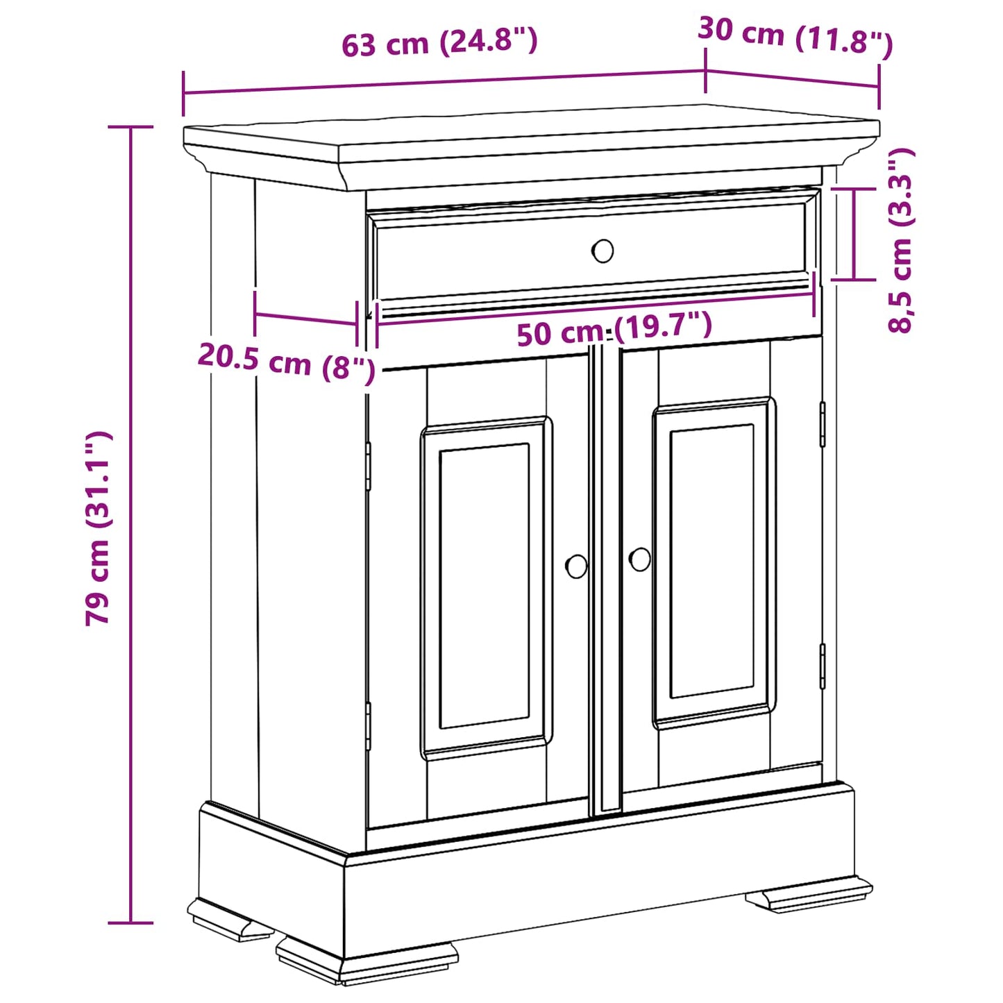 Armadio 63 x 30 x 79 cm Legno di Mogano Massello | homemem39