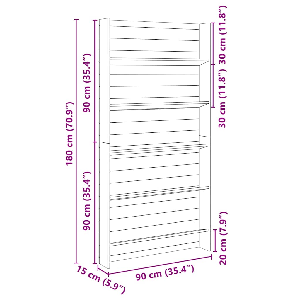 Supporto per piante con lo scaffale Marrone 90 x 15 x 180 cm - homemem39