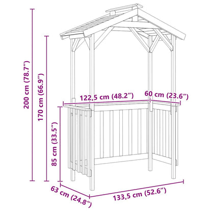 Casetta per barbecue Marrone 133.5 x 63 x 200 cm - homemem39