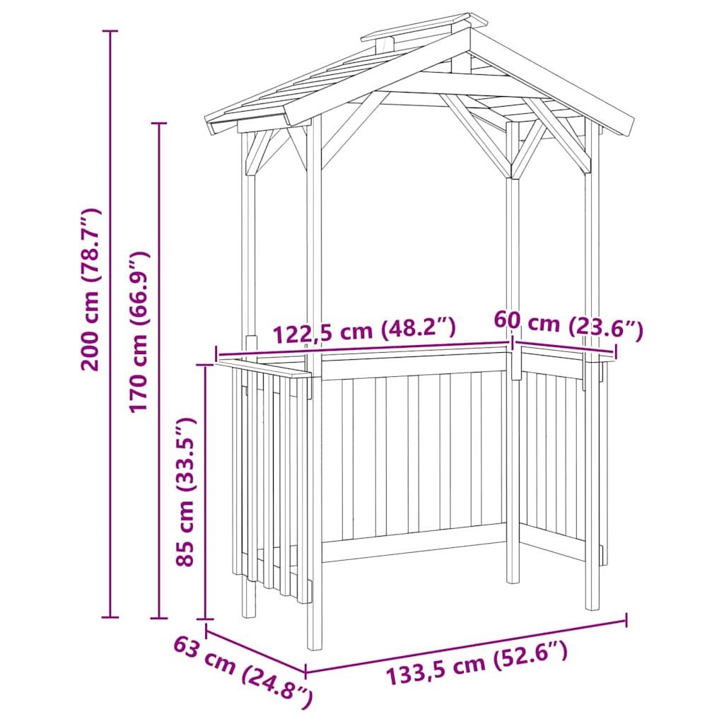 Casetta per barbecue Marrone 133.5 x 63 x 200 cm - homemem39