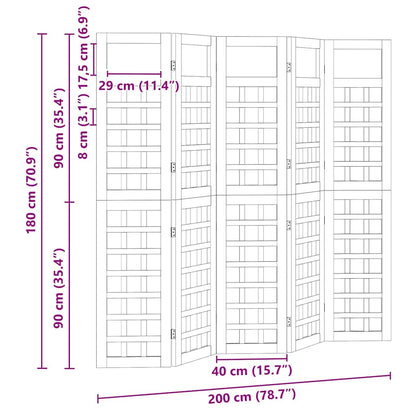 Schermo divisorio 5 pcs Marrone 200 x 180 cm - homemem39