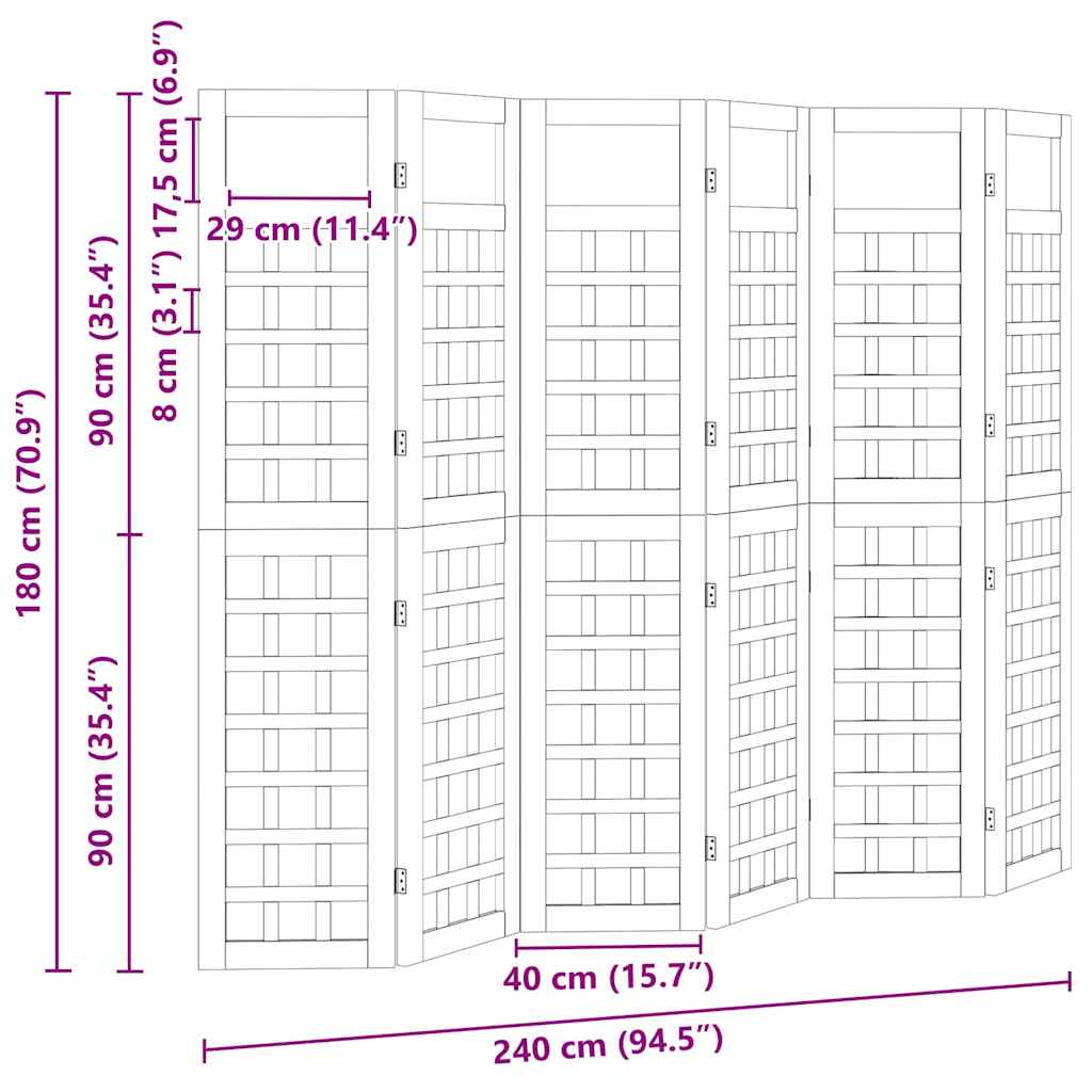 Schermo divisorio 6 pcs Marrone 240 x 180 cm - homemem39