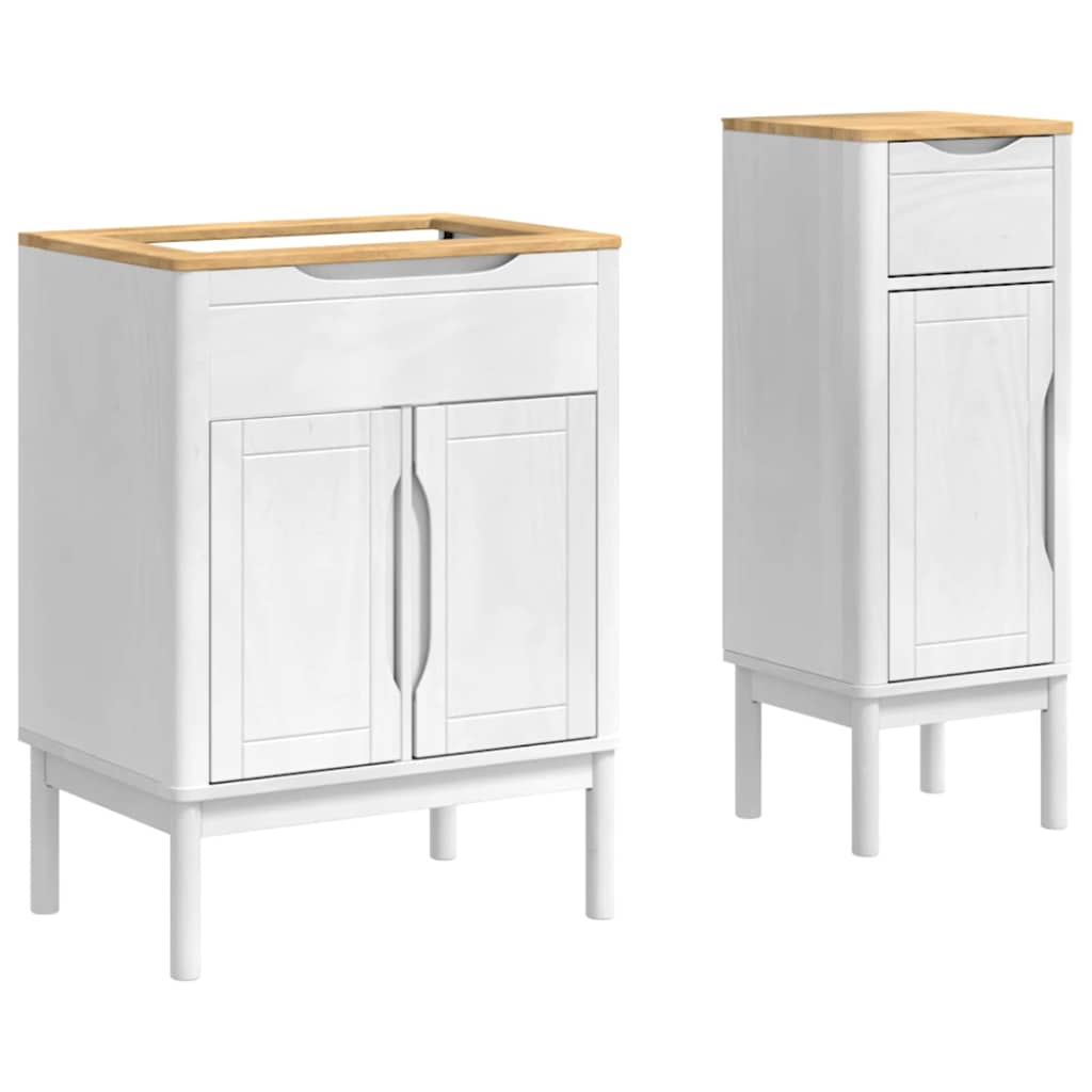 Set di mobili per il bagno con cassetto FLORO 2 pcs Bianco | homemem39