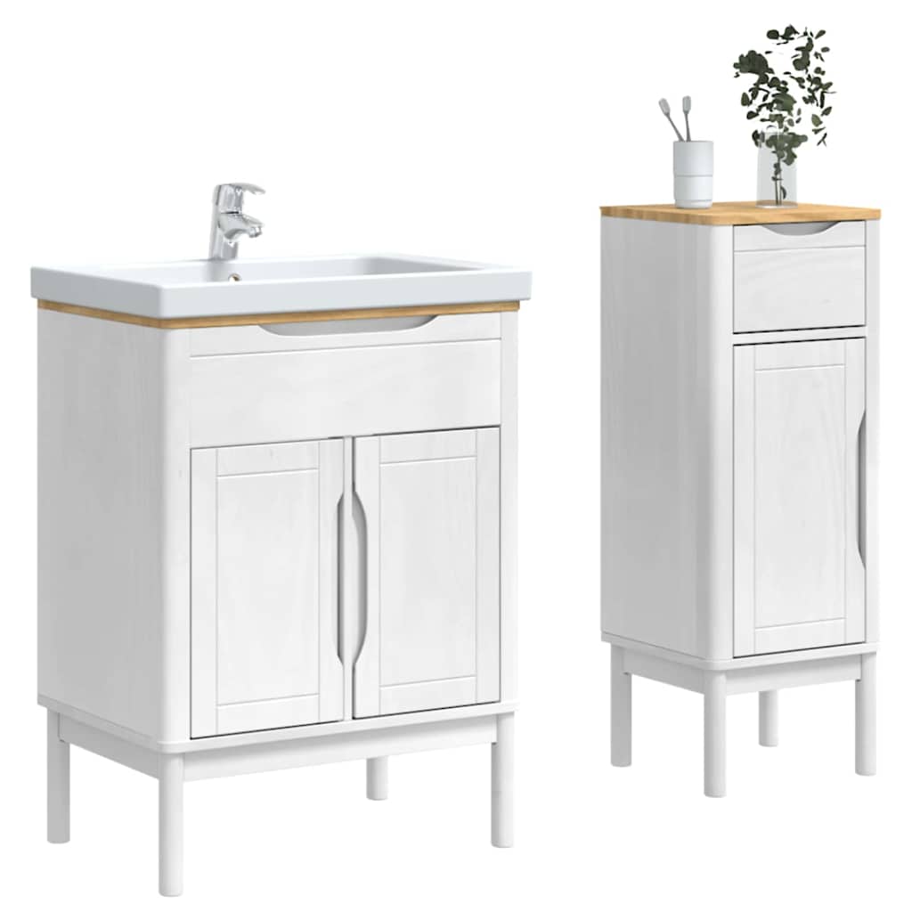 Set di mobili per il bagno con cassetto FLORO 2 pcs Bianco | homemem39